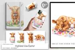 Highland Cow Easter Digital Paper Product Image 1