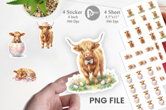 Highland Cow Easter Sticker Product Image 1