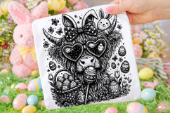 Highland Cow Easter PNG, Bunny Easter PNG, Happy Easter PNG Product Image 2