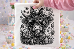 Highland Cow Easter PNG, Bunny Easter PNG, Happy Easter PNG Product Image 3