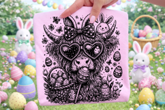 Highland Cow Easter PNG, Bunny Easter PNG, Happy Easter PNG Product Image 1