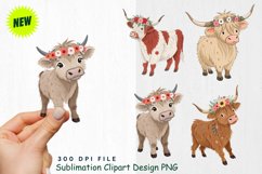 Highland Cow Easter Clipart PNG Product Image 1