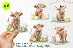 Highland Cow Easter Clipart PNG Product Image 1