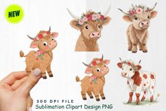 Highland Cow Easter Clipart PNG Product Image 1