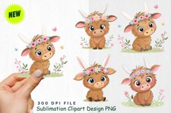 Highland Cow Easter Clipart PNG Product Image 1