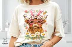 Easter Bunny Highland Cow Portrait Bunny Spring Cow Png Product Image 2