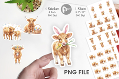 Highland Cow Easter Sticker Product Image 1