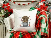 Highland Cow Embroidery Design, Christmas animal in a mug Product Image 3