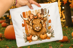 Highland Cow Fall PNG,Autumn Highland Cow Sublimation Design Product Image 2