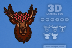 Highland Cow Floral Crown Layered Laser Cut Product Image 3