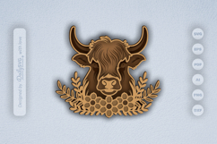 Highland Cow Floral Layered Laser Cut Product Image 3