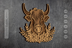 Highland Cow Floral Layered Laser Cut Product Image 2