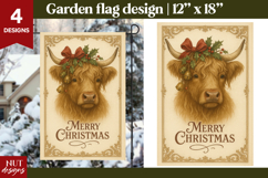 Christmas garden flag, Highland Cow Christmas Flags Product Image 1