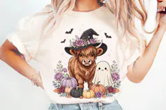 Highland Cow Halloween Sublimation PNG Designs Product Image 1