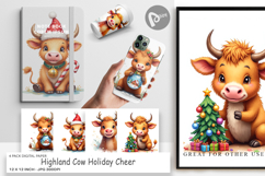 Highland Cow Holiday Digital Paper Product Image 1