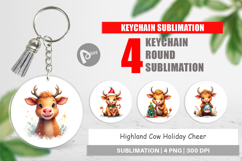 Highland Cow Holiday Keychain Product Image 1