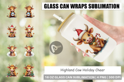 Highland Cow Holiday Glass Can Product Image 1