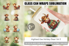 Highland Cow Holiday Glass Can Product Image 1