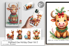 Highland Cow Holiday Digital Paper Product Image 1
