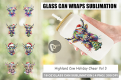 Highland Cow Holiday 2 Glass Can Product Image 1