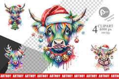 Highland Cow Holiday 2 Clipart Product Image 1