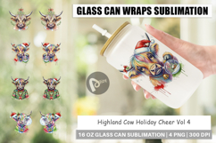 Highland Cow Holiday 2 Glass Can Product Image 1