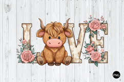 Highland Cow Love PNG, Valentine's PNG Product Image 1