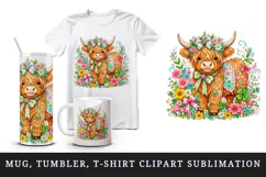 Highland cow tumbler, mug wrap, clipart sublimation design Product Image 1