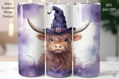 Baby Highland Cow Halloween Tumbler WrapSublimation Design Product Image 1