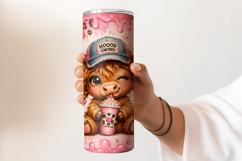 Girly Highland Cow Tumbler Wrap PNG 20oz Product Image 2