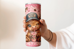 Girly Highland Cow Tumbler Wrap PNG 20oz Product Image 2