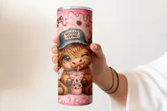 Girly Highland Cow Tumbler Wrap PNG 20oz Product Image 2