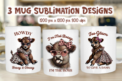 Sassy Cow Mug Wrap PNG | Funny Retro Highland Design Product Image 1