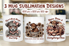 Autumn Cow Mug Wrap PNG | Funny Highland Sublimation Product Image 1