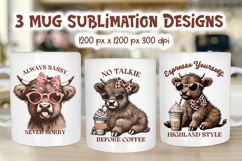Coffee Cow Mug Wrap PNG | Sassy Highland Sublimation Product Image 1