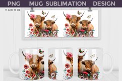 Highland Cow Mug Wrap | Cow Floral Mug Product Image 1