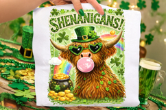 Shenanigans Highland Cow St Patrick's Day PNG, Lucky Day PNG Product Image 3