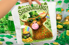 Shenanigans Highland Cow St Patrick's Day PNG, Lucky Day PNG Product Image 1
