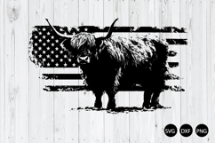 Highland Cow On American Flag SVG, Highland Cow SVG Product Image 1