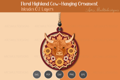 Hanging Floral highland cow Ornament Product Image 2