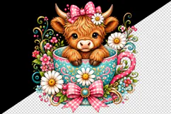 Highland cow tumbler, mug wrap, clipart sublimation design Product Image 2
