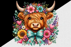 Highland cow tumbler, mug wrap, clipart sublimation design Product Image 2
