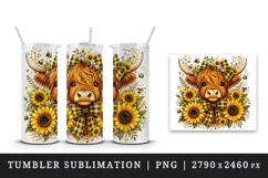 Highland cow tumbler, mug wrap, clipart sublimation design Product Image 4