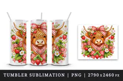 Highland cow tumbler, mug wrap, clipart sublimation design Product Image 4