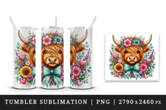 Highland cow tumbler, mug wrap, clipart sublimation design Product Image 4