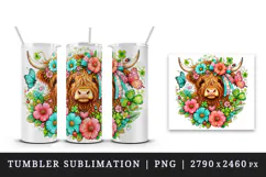 Highland cow tumbler, mug wrap, clipart sublimation design Product Image 4