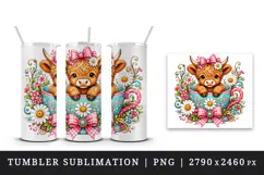 Highland cow tumbler, mug wrap, clipart sublimation design Product Image 4