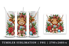 Highland cow tumbler, mug wrap, clipart sublimation design Product Image 4