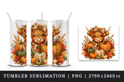 Highland cow tumbler, mug wrap, clipart sublimation design Product Image 4