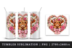 Highland cow tumbler, mug wrap, clipart sublimation design Product Image 4